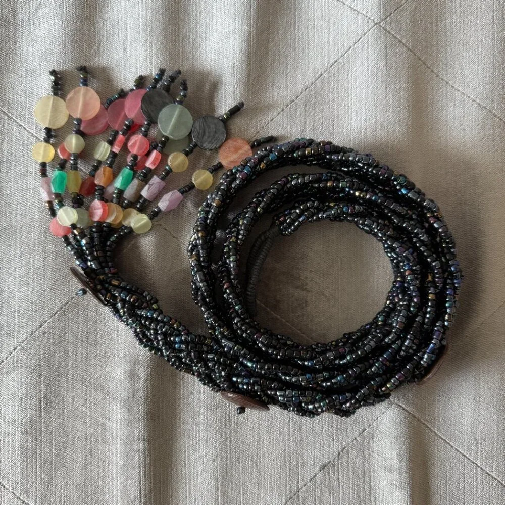 Vintage Beaded Braided Hip Belt Size L-0X - Picture 2 of 7